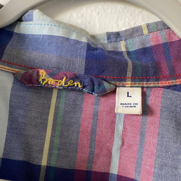 Boden Mens Shirt Plaid Button Down Size L Casual Collared Long Sleeve Cotton - Picture 8 of 13